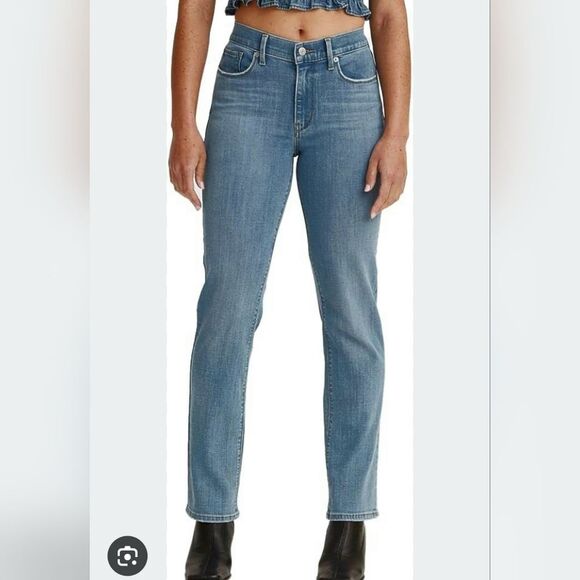 Levi's 505 Straight Leg Denim Jeans Women's 8 Mid Rise Medium Blue Stretch - Picture 1 of 13